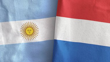 Hollanda ve Arjantin iki bayraklı tekstil kumaşı 3D