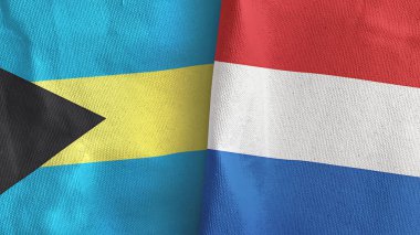 Hollanda ve Bahamalar iki bayraklı tekstil kumaşı 3D