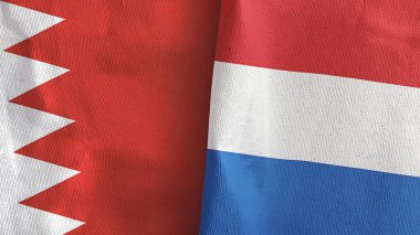 Hollanda ve Bahreyn iki bayraklı tekstil kumaşı 3D