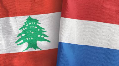 Hollanda ve Lübnan 'da iki bayraklı tekstil kumaşı 3D