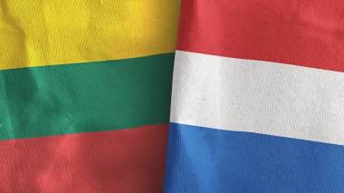 Hollanda ve Litvanya iki bayraklı tekstil kumaşı 3D