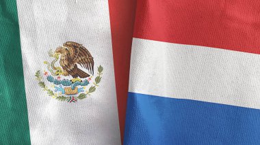 Hollanda ve Meksika iki bayraklı tekstil kumaşı 3D