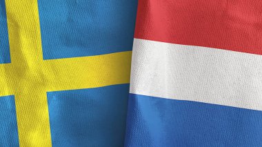 Hollanda ve İsveç 'te iki bayraklı tekstil kumaşı 3D.