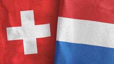 Hollanda ve İsviçre 'de iki bayraklı tekstil kumaşı 3D