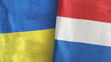 Hollanda ve Ukrayna 'da iki bayraklı tekstil kumaşı 3D