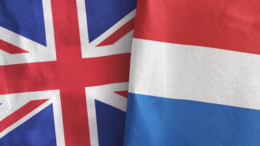 Hollanda ve Birleşik Krallık 'ta iki bayraklı tekstil kumaşı 3D
