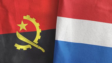 Hollanda ve Angola iki bayraklı tekstil kumaşı 3D