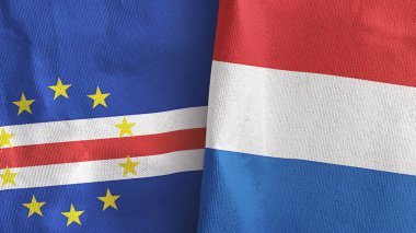 Hollanda ve Cabo Burnu Verde 2 bayraklı tekstil kumaşı 3D