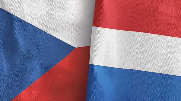 Paesi Bassi e Repubblica Ceca due bandiere tessuto 3D rendering — Foto Stock
