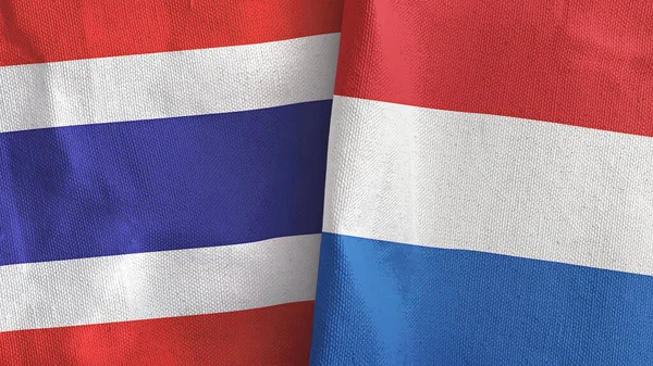 Нидерланды и Таиланд два флага текстильная ткань 3D рендеринг — стоковое фото