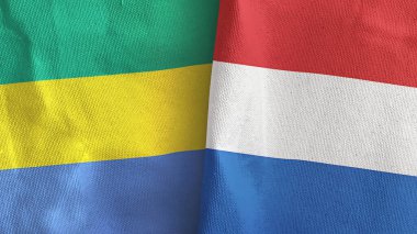 Hollanda ve Gabon iki bayraklı tekstil kumaşı 3D