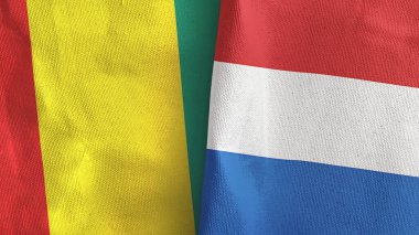 Hollanda ve Gine iki bayraklı tekstil kumaşı 3D