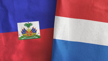 Hollanda ve Haiti 'de iki bayraklı tekstil kumaşı 3D.