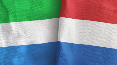 Hollanda ve Sierra Leone iki bayraklı tekstil kumaşı 3D