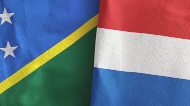 Hollanda ve Solomon Adaları. İki bayraklı tekstil kumaşı.