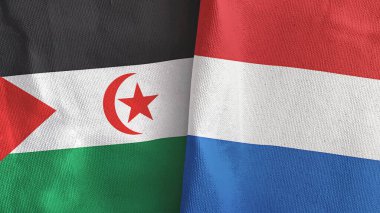 Hollanda ve Batı Sahra 2 bayraklı tekstil kumaşı.