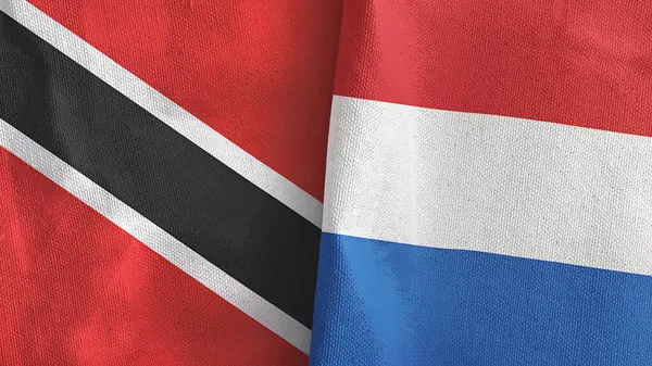 Paesi Bassi e Trinidad e Tobago due bandiere tessuto 3D rendering — Foto Stock