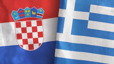Yunanistan ve Hırvatistan 'da tekstil kumaşı 3D rendelemede iki bayrak