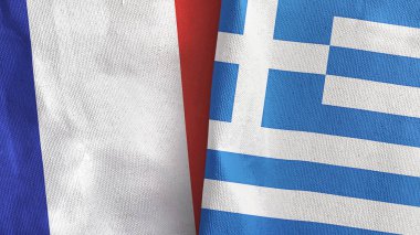 Yunanistan ve Fransa 'da tekstil kumaşı 3D rendelemede iki bayrak