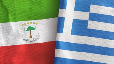 Yunanistan ve Ekvator Ginesi 3 boyutlu tekstil kumaşına iki bayrak dikti
