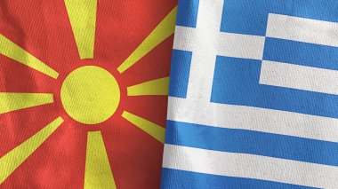 Yunanistan ve Kuzey Makedonya 'da tekstil kumaşı 3D olarak iki bayrak çekildi