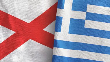 Yunanistan ve Kuzey İrlanda, üç boyutlu tekstil kumaşında iki bayrak dikti