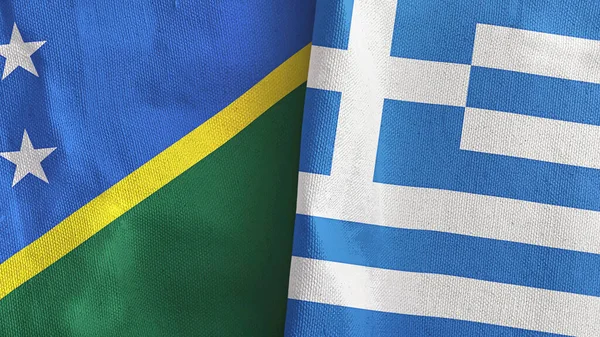Greece and Solomon Islands two flags textile cloth 3D rendering