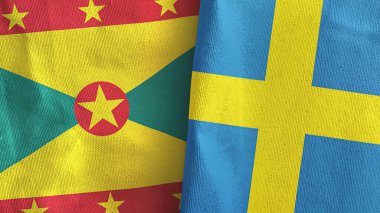 İsveç ve Grenada 'da iki bayraklı kumaş 3D.