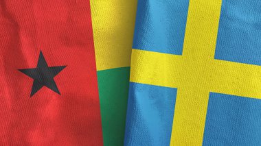 İsveç ve Gine-Bissau. İki bayraklı tekstil kumaşı.