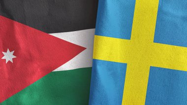 İsveç ve Ürdün 'de iki bayraklı tekstil kumaşı 3D