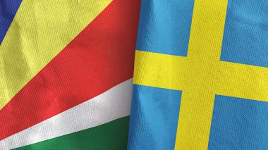 İsveç ve Seyşeller iki bayraklı tekstil kumaşı 3D