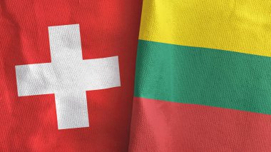 Litvanya ve İsviçre 'de iki bayraklı kumaş 3D.