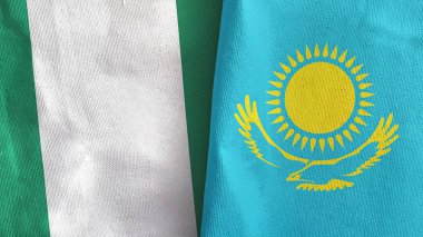 Kazakistan ve Nijerya iki bayraklı tekstil kumaşı 3D