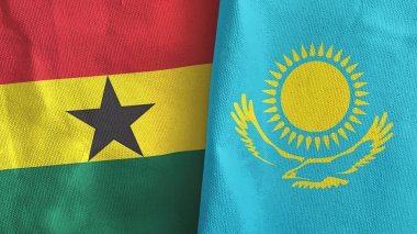 Kazakistan ve Gana iki bayraklı tekstil kumaşı.