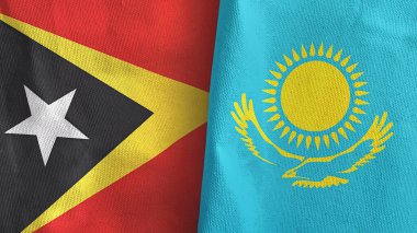 Kazakistan ve Timor-Leste Doğu Timor iki bayraklı tekstil kumaşı 3D