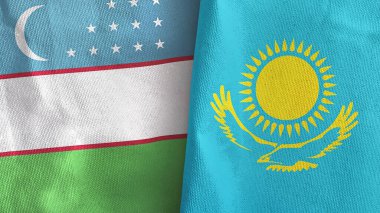 Kazakistan ve Özbekistan 'da iki bayraklı tekstil kumaşı 3D