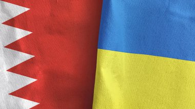 Ukrayna ve Bahreyn iki bayrak tekstil kumaşı 3D