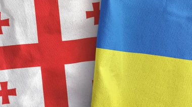 Ukrayna ve Gürcistan 'da iki bayraklı tekstil kumaşı 3D