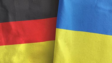 Ukrayna ve Almanya iki bayraklı tekstil kumaşı 3D