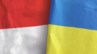 Ukrayna ve Endonezya iki bayraklı tekstil kumaşı 3D