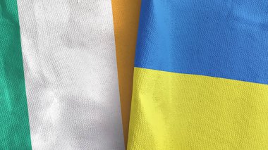 Ukrayna ve İrlanda iki bayraklı tekstil kumaşı 3D