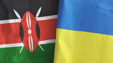 Ukrayna ve Kenya iki bayraklı tekstil kumaşı 3D