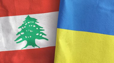 Ukrayna ve Lübnan 'da iki bayraklı tekstil kumaşı 3D