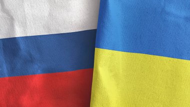 Ukrayna ve Rusya 'da üç boyutlu tekstil kumaşına iki bayrak çekildi
