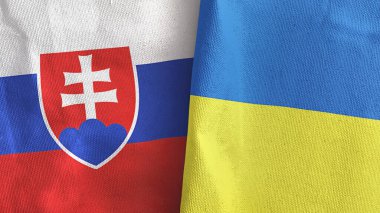 Ukrayna ve Slovakya iki bayraklı tekstil kumaşı 3D