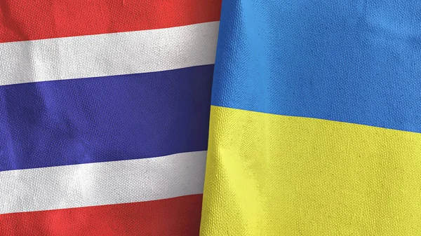 Ukraine and Thailand two flags textile cloth 3D rendering — Stock Photo, Image