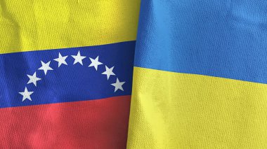 Ukrayna ve Venezuela 'da iki bayraklı tekstil kumaşı 3D