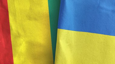 Ukrayna ve Gine iki bayraklı tekstil kumaşı.