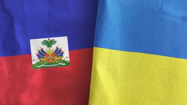 Ukrayna ve Haiti 'de iki bayraklı kumaş 3D.