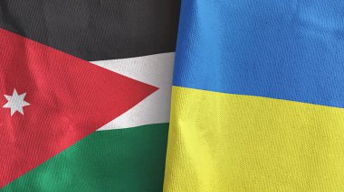 Ukrayna ve Ürdün 'de iki bayraklı tekstil kumaşı 3D